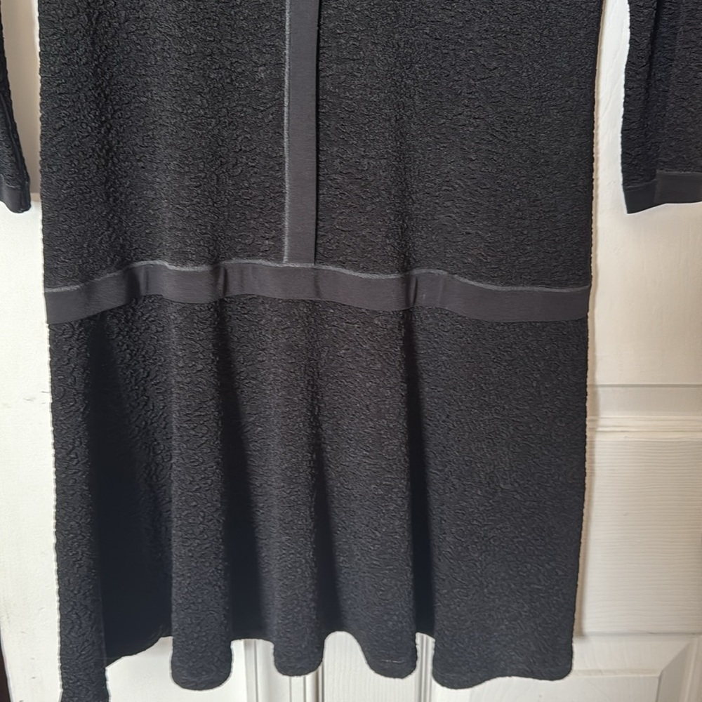 Eva Varro Black Cocktail Mini. Drop-waist. Swing skirt. Textured. Worn 1x. S. - Picture 4 of 9